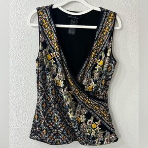 White House Black Market Floral Geometric Blouse Woman M